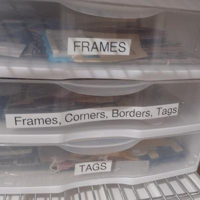Collection of Craft Accessories, Gee-Gaws, Frames, Etc. Includes Storage Containers (#9)