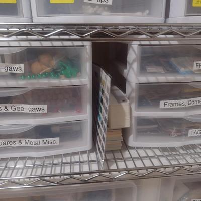 Collection of Craft Accessories, Gee-Gaws, Frames, Etc. Includes Storage Containers (#9)