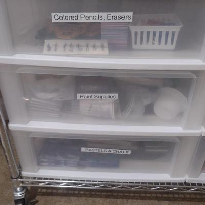 Collection of Craft Accessories, Color Pencils Etc. Includes Storage Containers (#10)