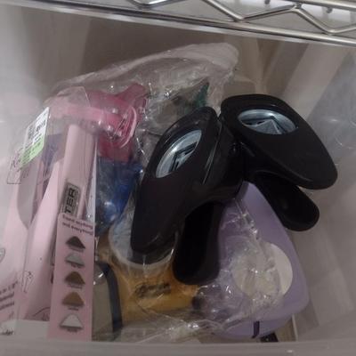 Collection of Craft Accessories, Punches, Tools Etc. Includes Storage Containers (#11)