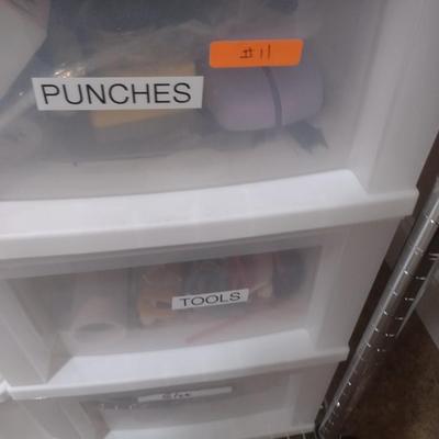 Collection of Craft Accessories, Punches, Tools Etc. Includes Storage Containers (#11)