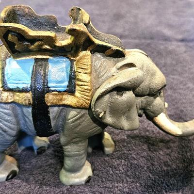 Vintage Cast Iron Mechanical Elephant Coin Bank