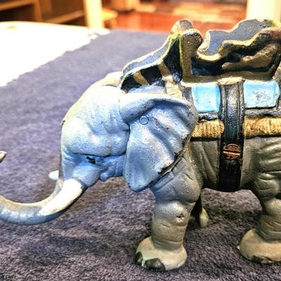 Vintage Cast Iron Mechanical Elephant Coin Bank