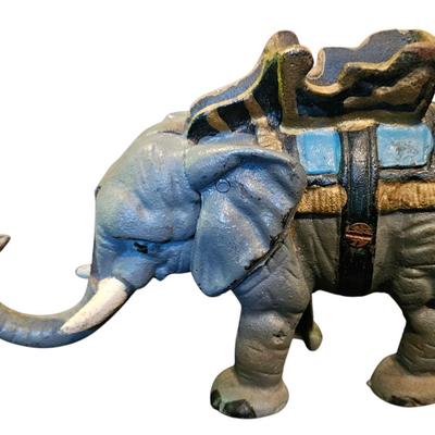 Vintage Cast Iron Mechanical Elephant Coin Bank