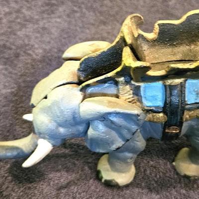 Vintage Cast Iron Mechanical Elephant Coin Bank