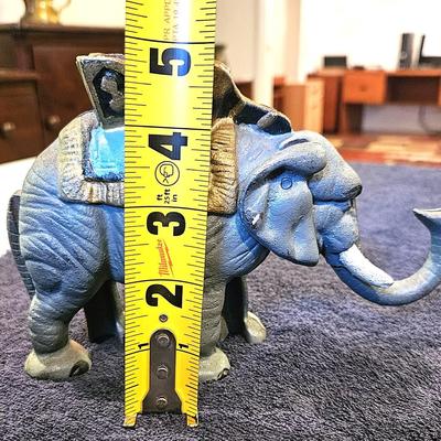 Vintage Cast Iron Mechanical Elephant Coin Bank