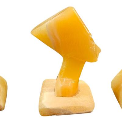 Set of 3 Art Deco Alabaster Sculptures, Including Nefertiti