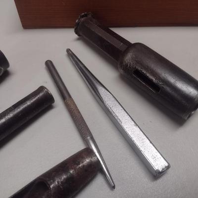 Set of Vintage Arch Punches with Wooden Box