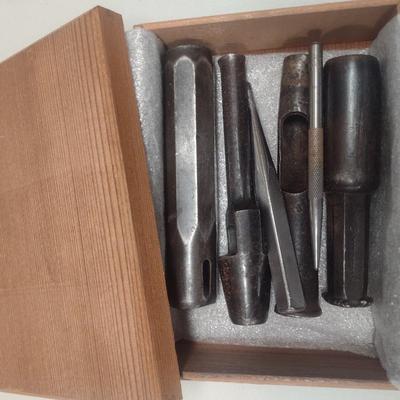 Set of Vintage Arch Punches with Wooden Box