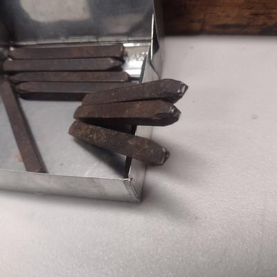 Set of Vintage Forge Steel Type-Set Punches with Wood Storage Box