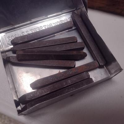 Set of Vintage Forge Steel Type-Set Punches with Wood Storage Box