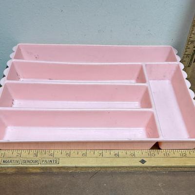 Vintage Pink Plastic Drawer Utensil Organizer