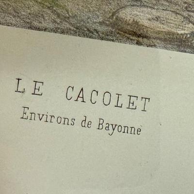 Framed Art: Lithograph Reproduction of French Basque artwork Le Cacolet, Environs de Bayonne (The Cacolet, near Bayonne) by Helene Feillet