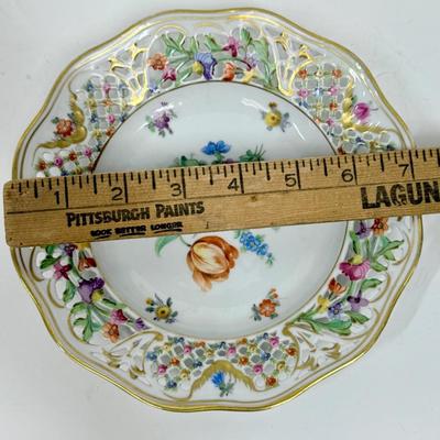 Classic German Carl Schumann Bavaria Net-like Porcelain Plate Painted Flowers