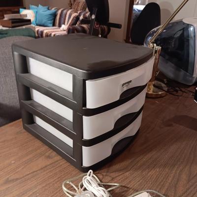 SUPERDISK USB DRIVE FOR MACINTOSH, 3 DRAWER ORGANIZER AND A SAMSUNG FLIP PHONE