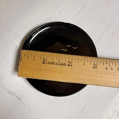 Vintage Japanese Black Lacquerware Coaster Set 1950's