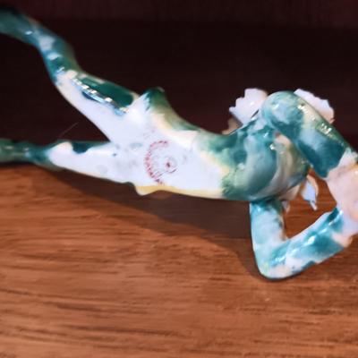 MURANO? GLASS CLOWN AND A CERAMIC CAR MARKED OCCUPIED JAPAN