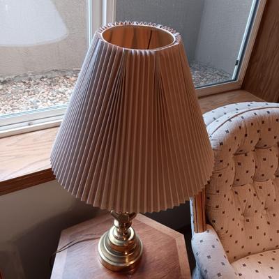 2 CLEAN SWIVEL ROCKING CHAIRS, DANISH? OCTAGON SIDE TABLE W/CABINET AND A TABLE LAMP