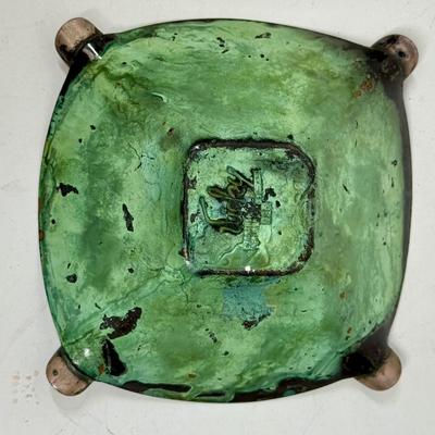Vintage Mid-Century Modern Llama Ashtray with Sterling 925 Silver Design on Copper base w/ green by Vicky of Peru