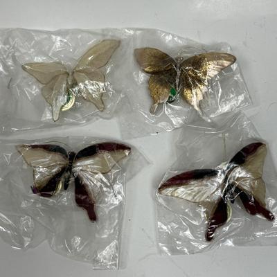 NEW Vintage Ciip-on Butterflies - lot of 4 - from STATS extinct flower arranging supply shop