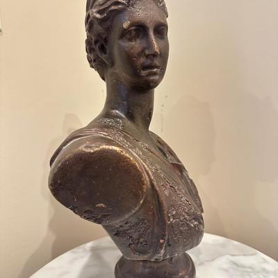 Classical Goddess Bust Sculpture – Bronze Finish
