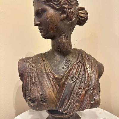 Classical Goddess Bust Sculpture – Bronze Finish