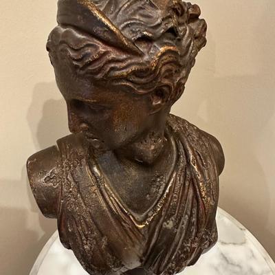 Classical Goddess Bust Sculpture – Bronze Finish