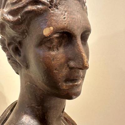Classical Goddess Bust Sculpture – Bronze Finish