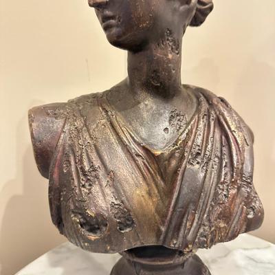 Classical Goddess Bust Sculpture – Bronze Finish