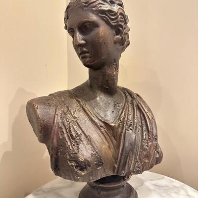 Classical Goddess Bust Sculpture – Bronze Finish