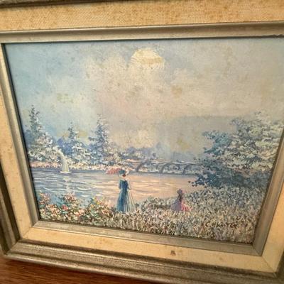 Mother and daughter at the water’s edge art