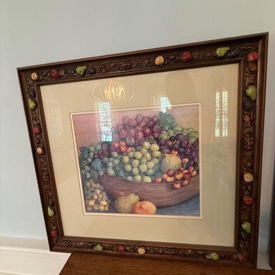 Signed artwork Grapes and fruit bowl still life