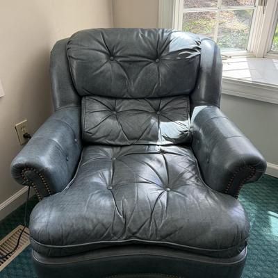 Hunter green tufted leather chair