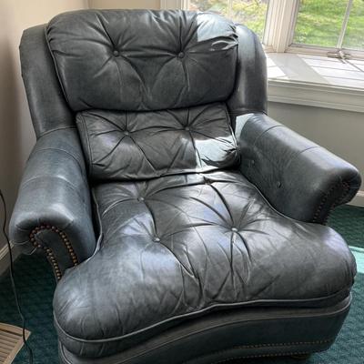 Hunter green tufted leather chair