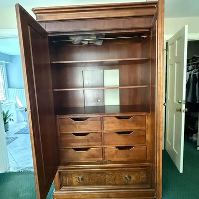 Ethan Allen burl wood armoire