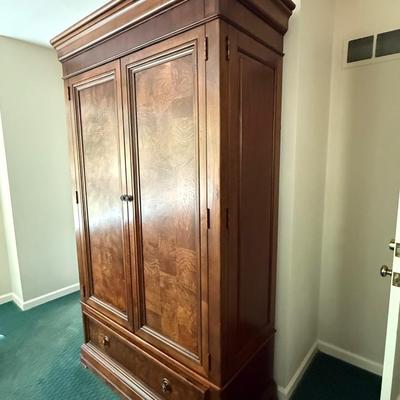 Ethan Allen burl wood armoire