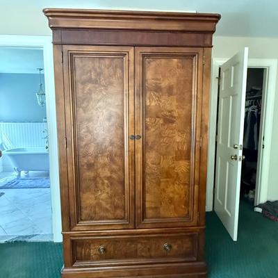 Ethan Allen burl wood armoire