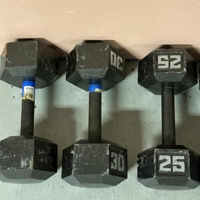 Free weights ranging up to 30 pounds
