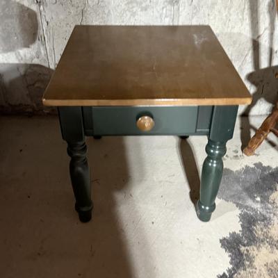 Green wood end table