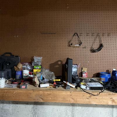 Entire shelf full of hand tools including Stanley, boxes and more