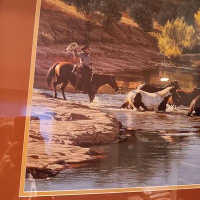 FRAMED HORSE PICTURE SIGNED BY TIM COX