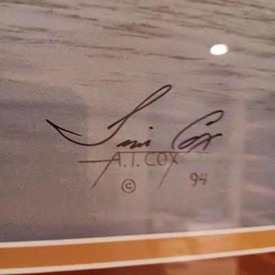 FRAMED HORSE PICTURE SIGNED BY TIM COX
