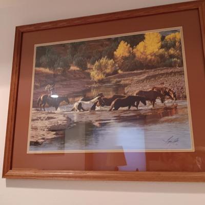 FRAMED HORSE PICTURE SIGNED BY TIM COX
