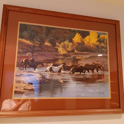 FRAMED HORSE PICTURE SIGNED BY TIM COX