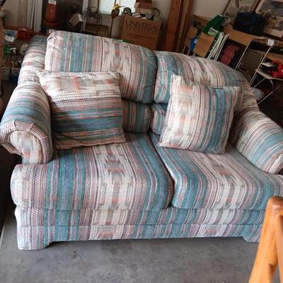 LOVE SEAT AND WOODEN SIDE TABLE
