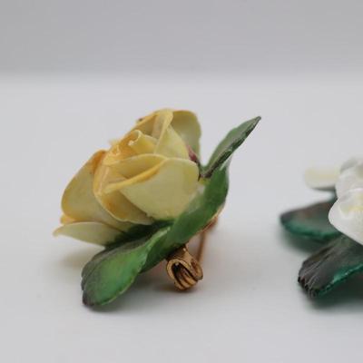 Vintage Cara China Staffordshire Flower Brooches (2)