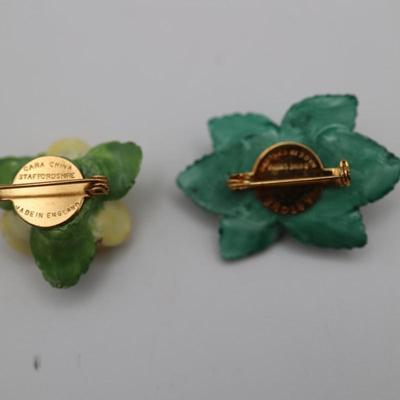 Vintage Cara China Staffordshire Flower Brooches (2)