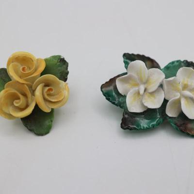 Vintage Cara China Staffordshire Flower Brooches (2)
