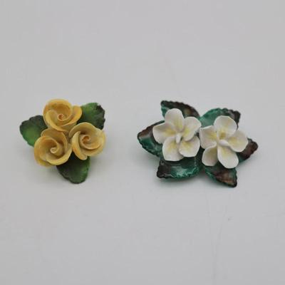 Vintage Cara China Staffordshire Flower Brooches (2)