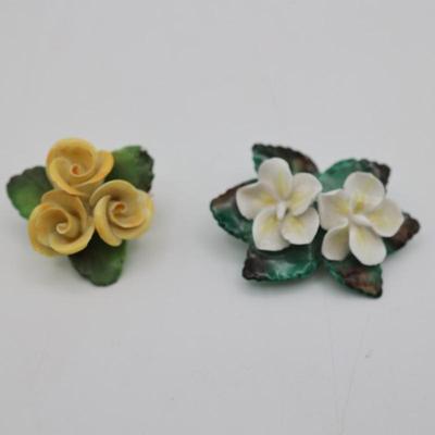 Vintage Cara China Staffordshire Flower Brooches (2)